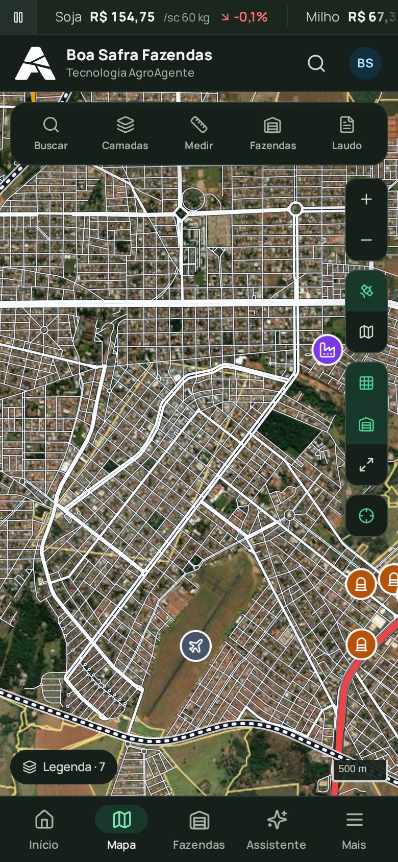 Mapa do AgroAgente no celular
